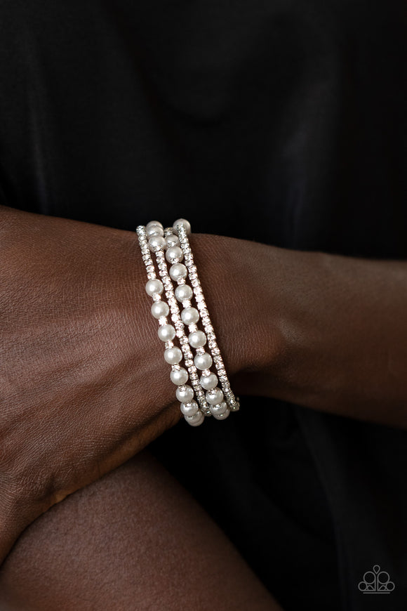 Starry Strut - White Bracelet - Paparazzi Accessories