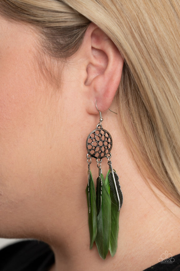In Your Wildest DREAM-CATCHERS - Green Earrings - Paparazzi Accessories
