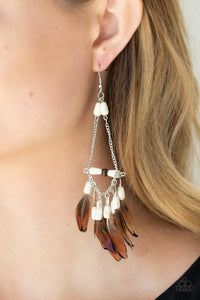 Haute Hawk - White Earrings - Paparazzi Accessories