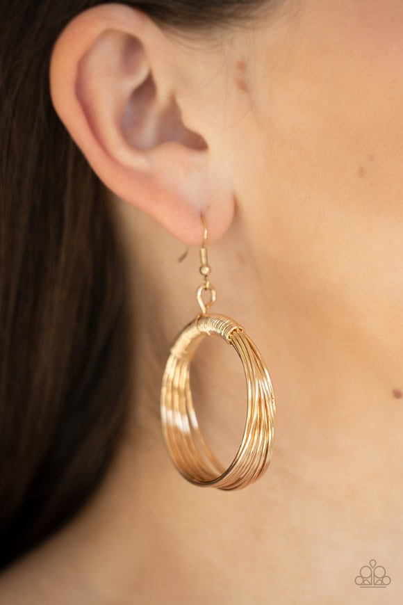 Urban-Spun - Gold Earrings - Paparazzi Accessories