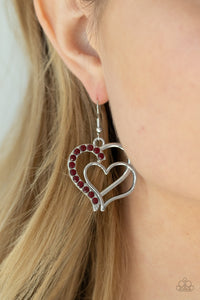 Double The Heartache - Red Earrings - Paparazzi Accessories 