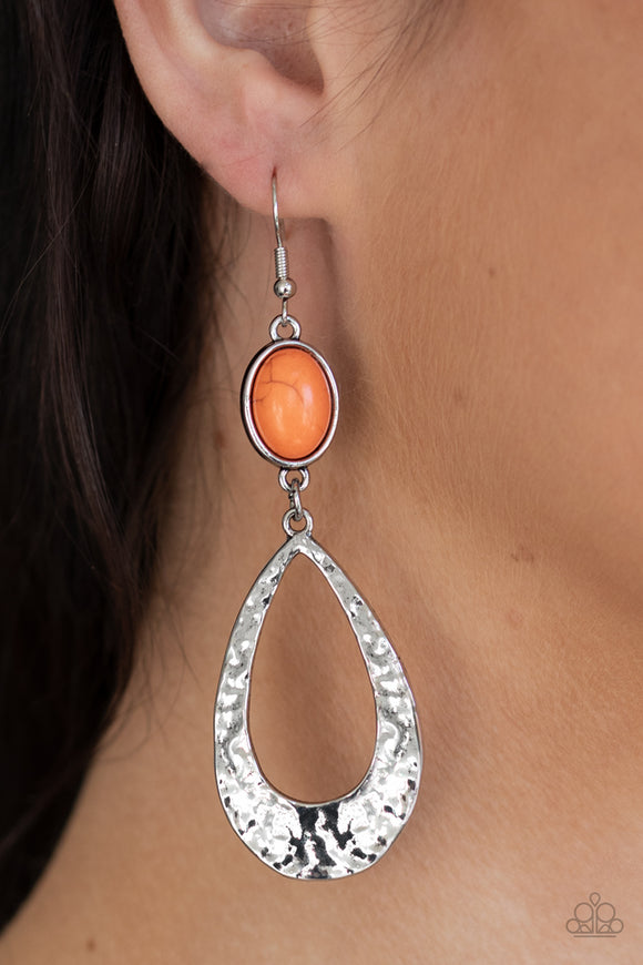 Badlands Baby - Orange Earrings - Paparazzi Accessories