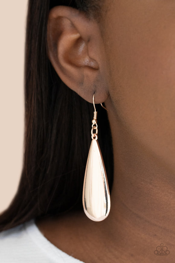 The Drop Off - Rose Gold Earrings - Paparazzi Accessories 
