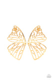 Butterfly Frills - Gold Earrings - Paparazzi Accessories