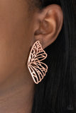 Butterfly Frills - Copper Earrings - Paparazzi Accessories