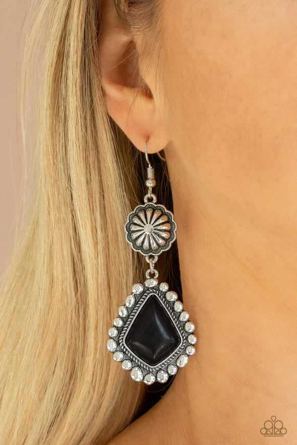 Country Cavalier - Black Earrings - Paparazzi Accessories