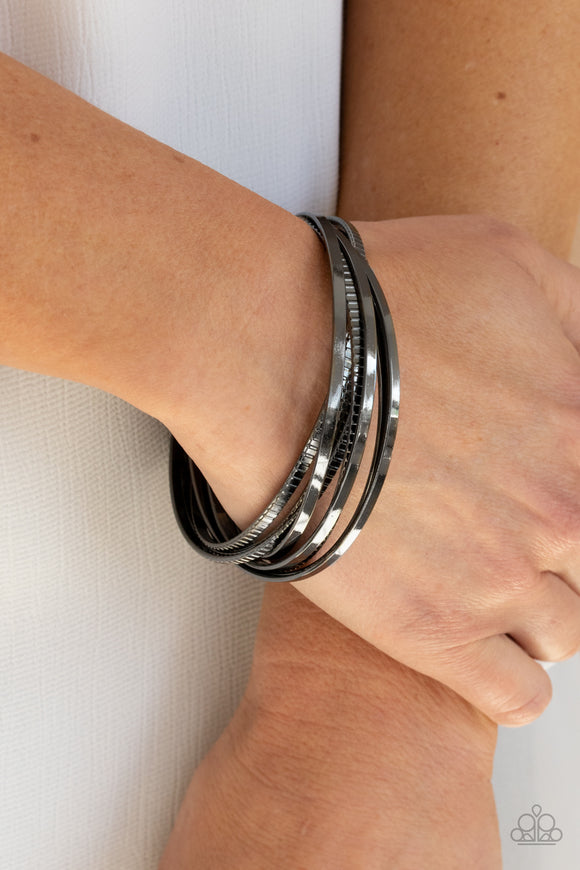Trending in Tread - Black Bracelet - Paparazzi Accessories