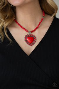 A Heart Of Stone - Red Necklace - Paparazzi Accessories