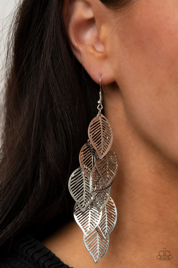 Limitlessly Leafy - Silver Earrings - Paparazzi Accessories