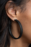 Leather-Clad Legend - Black Earrings - Paparazzi Accessories
