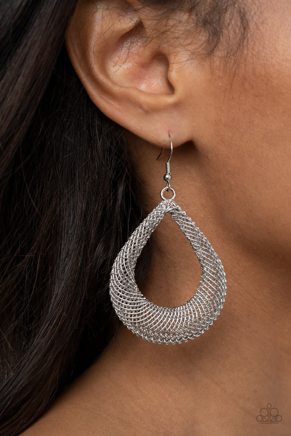 A Hot MESH - Silver Earrings - Paparazzi Accessories