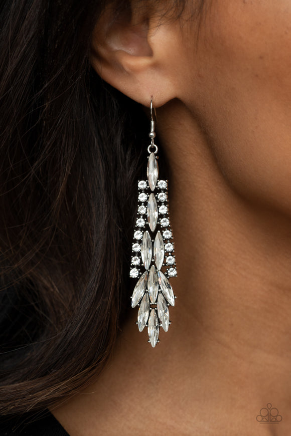 Crown Heiress - White Earrings - Paparazzi Accessories