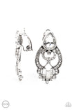 Glamour Gauntlet - White Earrings Clip-on - Paparazzi Accessories