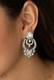 Glamour Gauntlet - White Earrings Clip-on - Paparazzi Accessories