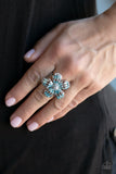Botanical Ballroom - Blue Ring - Paparazzi Accessories
