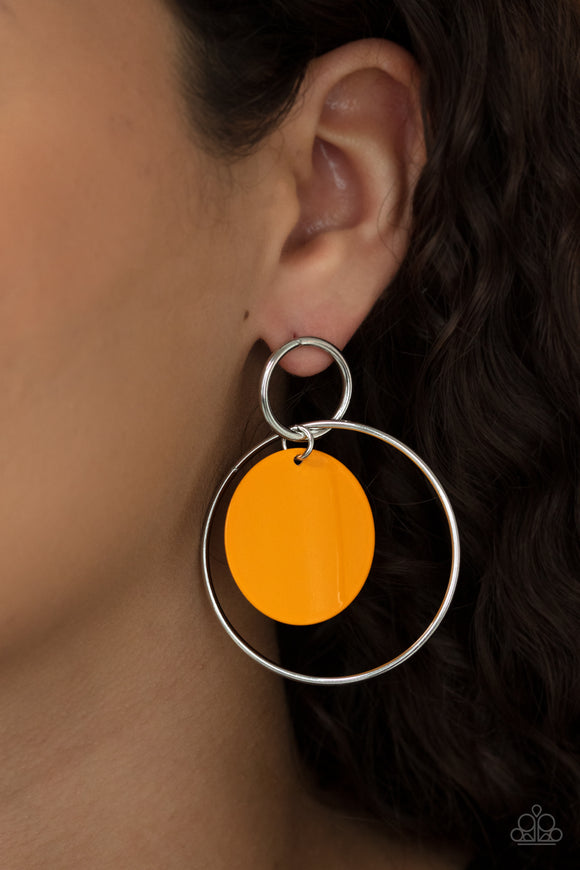 POP, Look, and Listen - Orange Earrings - Paparazzi Accessories