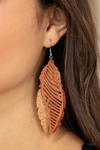 WINGING Off The Hook - Brown Earrings - Paparazzi Accessories