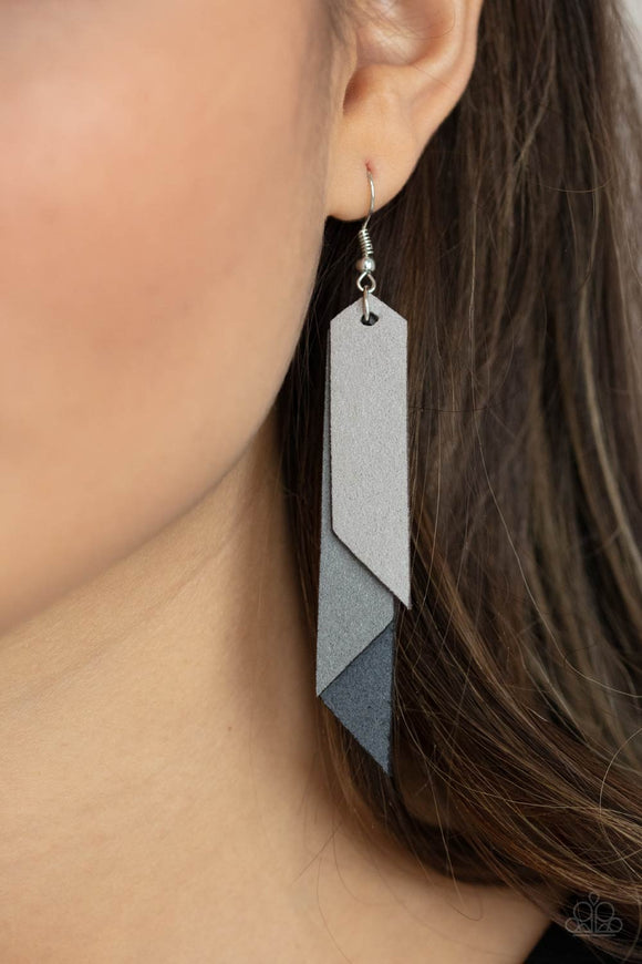 Suede Shade - Silver Earrings - Paparazzi Accessories