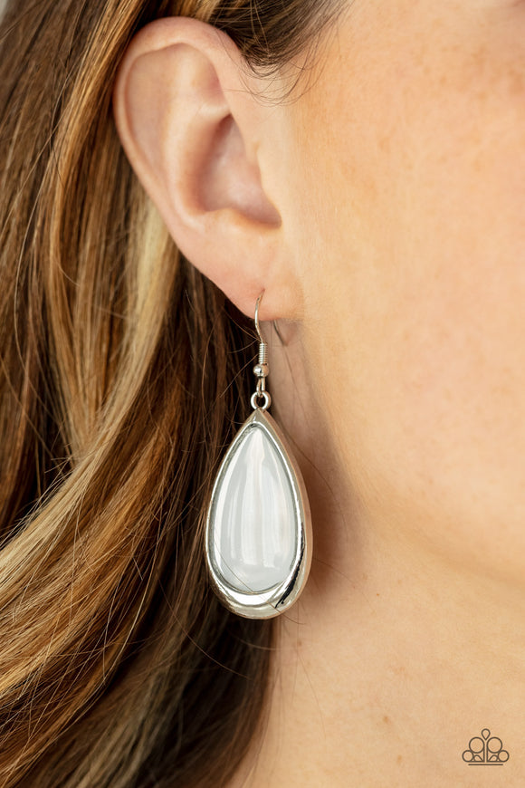 A World To SEER - White Earrings - Paparazzi Accessories