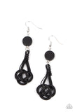 Twisted Torrents - Black Earrings - Paparazzi Accessories