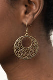 Vineyard Romance - Brass Earrings - Paparazzi Accessories
