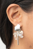 Harmonically Holographic - White Earrings - Paparazzi Accessories