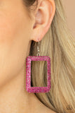 World FRAME-ous - Pink Earrings - Paparazzi Accessories