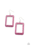 World FRAME-ous - Pink Earrings - Paparazzi Accessories