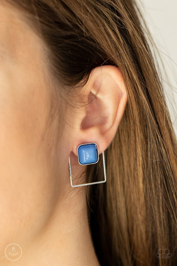 FLAIR and Square - Blue Earrings - Paparazzi Accessories