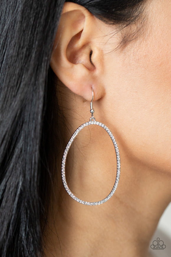 OVAL-ruled! - White Earrings - Paparazzi Accessories