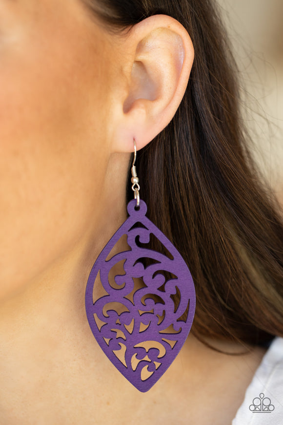 Coral Garden - Purple Earrings - Paparazzi Accessories