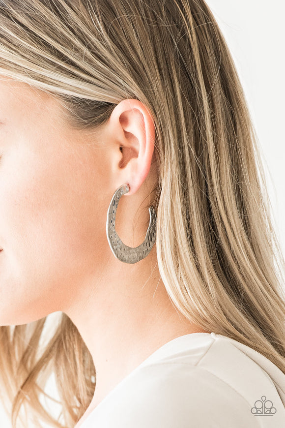 The HOOP Up - Silver Earrings - Paparazzi Accessories