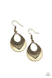 Totally Terrestrial - Brass Earrings - Paparazzi Accessories