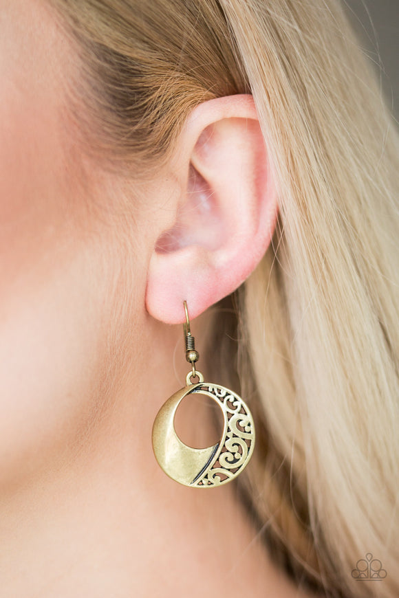Eastside Excursionist - Brass Earrings - Paparazzi Accessories